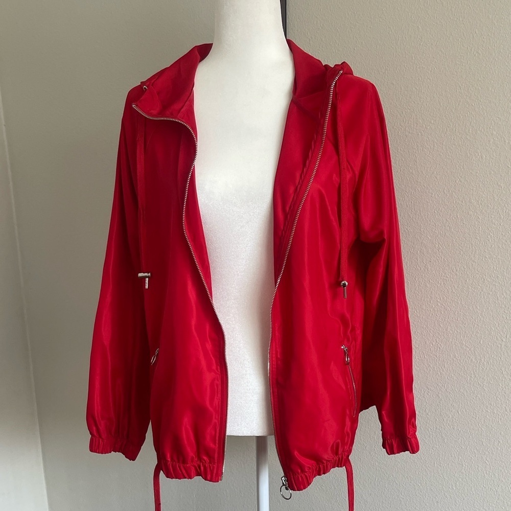 Red Women's Windbreaker Jacket Size M